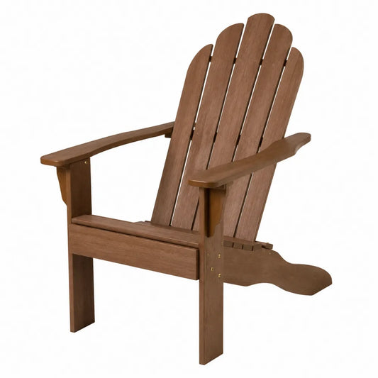 Sedia da esterno stile Adirondack in legno massello colore marrone naturale 65 cm x 85 cm x 95 cm